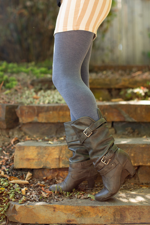 Signature Cotton Tights - Heather Denim - OS