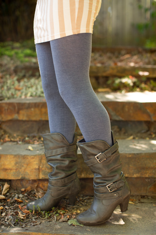 Signature Cotton Tights - Heather Denim - OS