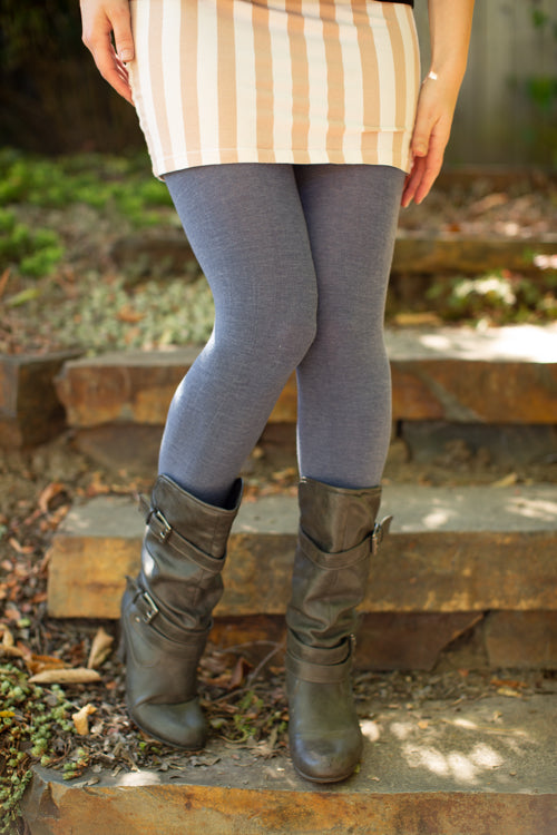 Signature Cotton Tights - Heather Denim