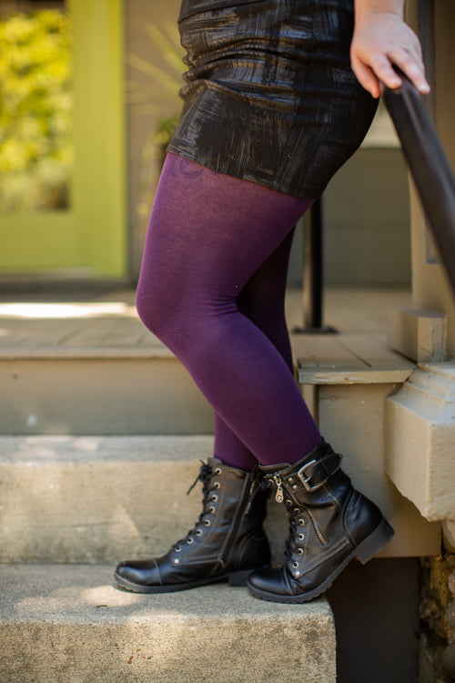 Signature Cotton Tights - Purple