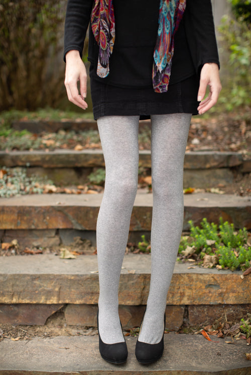 Signature Cotton Tights - Heather Slate - OS