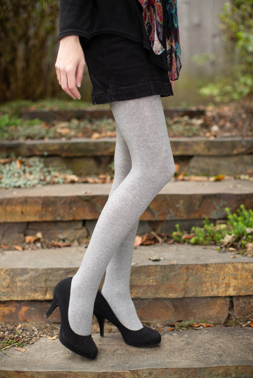 Signature Cotton Tights - Heather Slate - OS