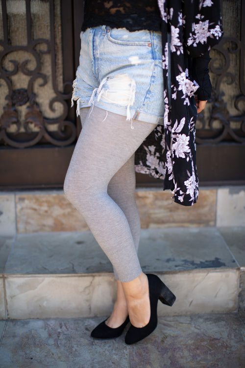 Signature Cotton Leggings - Heather Slate - OS