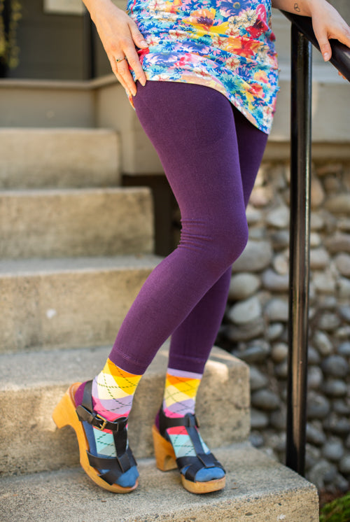 Signature Cotton Leggings - Purple - OS