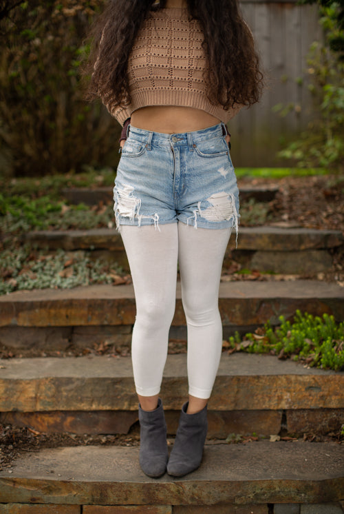 Signature Cotton Leggings - Ivory - OS