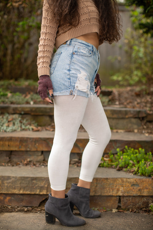Signature Cotton Leggings - Ivory - OS