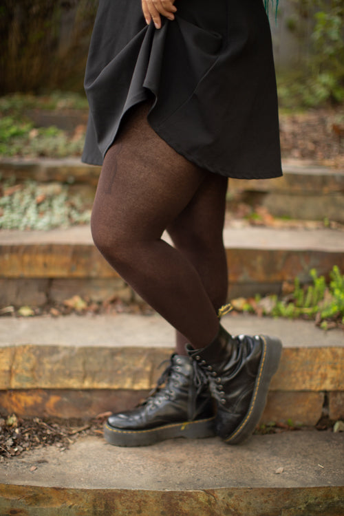 Plus Size Signature Cotton Tights - Chocolate - Large/Tall