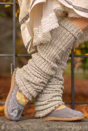 Super-Long Ribbed Leg Warmers - Oatmeal