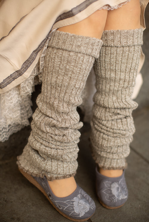 Super-Long Ribbed Leg Warmers - Oatmeal