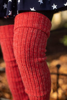 Super-Long Ribbed Leg Warmers -Red