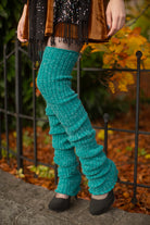 Super-Long Ribbed Leg Warmers - Peacock