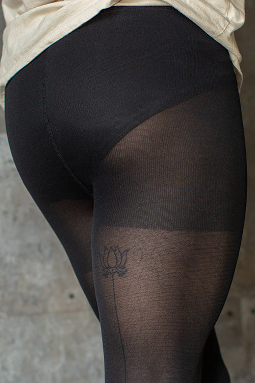 Opaque Tights with Fly - Black - Large