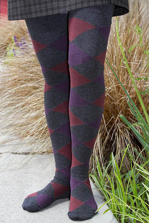 Harlequin Diamond OTK - Charcoal/Plum/Burgundy