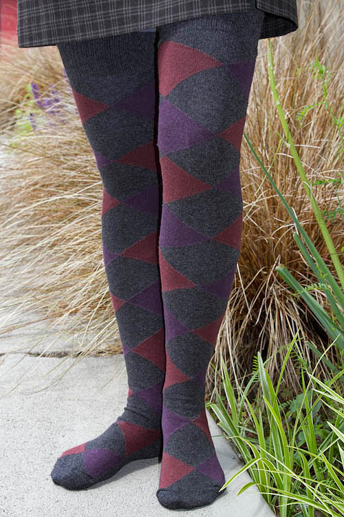 Harlequin Diamond OTK - Charcoal/Plum/Burgundy