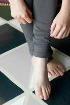 Plus Size High Waisted Full Length Leggings - Dark Grey