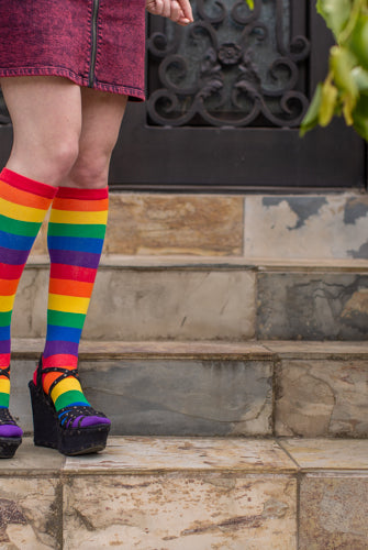 Classic Rainbow Striped Knee High