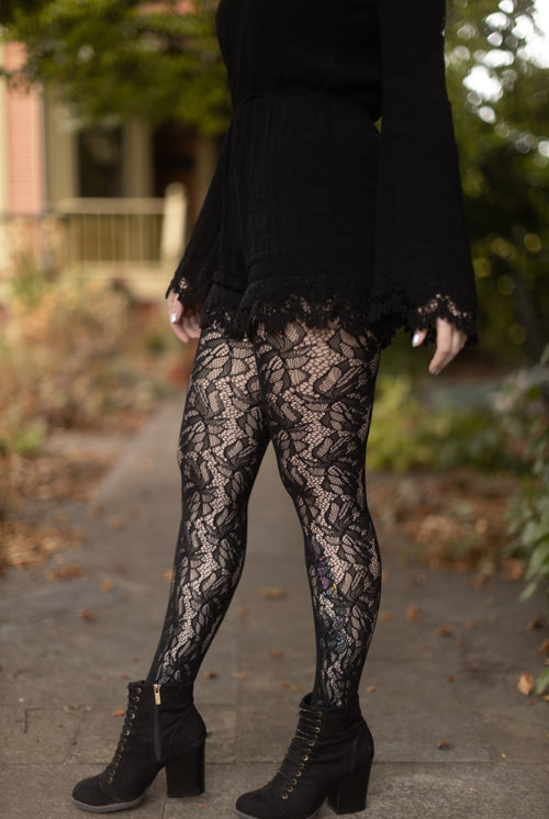 Illustrated Flora Net Tights