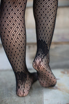 Polka Dot Fishnet Suspender Tights with Cuban Heel