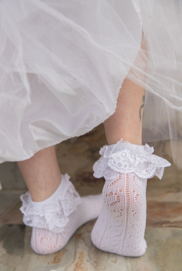 Crochet Heart Lace Top Anklets