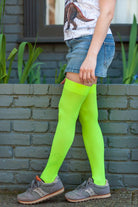Opaque Nylon Stockings - Neon Green