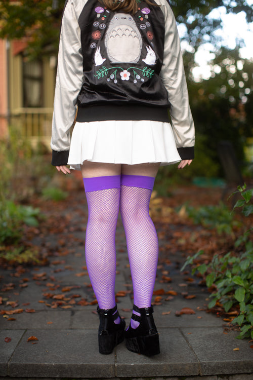 Fishnet Thigh High - Purple
