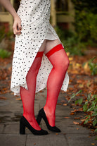 Fishnet Thigh High - Red