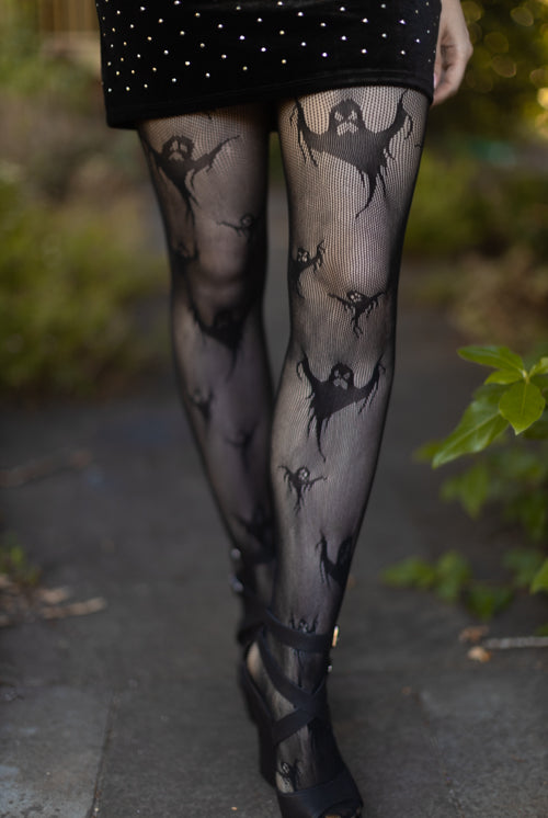 Spooky Ghost Fishnet Tights