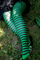 Striped Tights - Black & Kelly