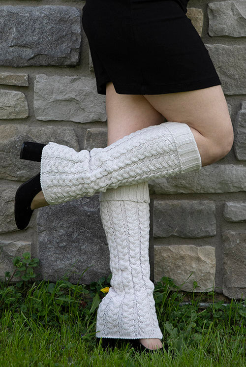 Country Weekend Leg Warmers - White Sand