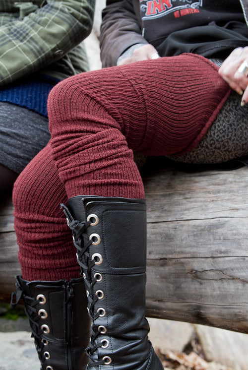 Long Cuffable Scrunchable Socks - Dark Red