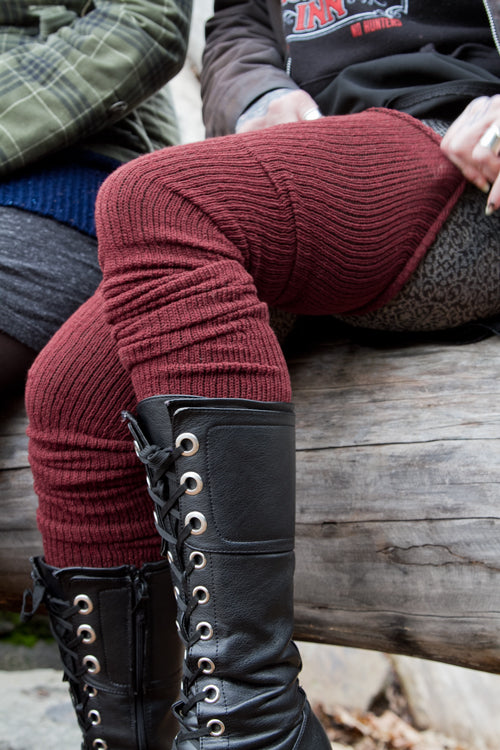 Long Cuffable Scrunchable Socks - Dark Red