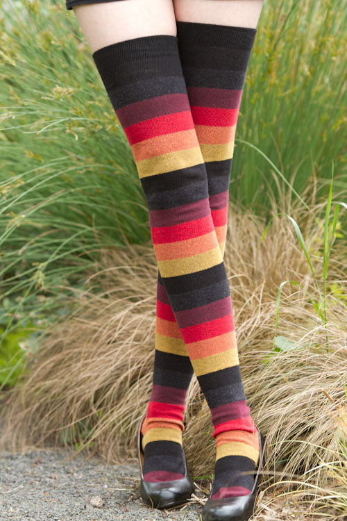Extraordinarily Longer Elemental Stripe Socks - Inferno