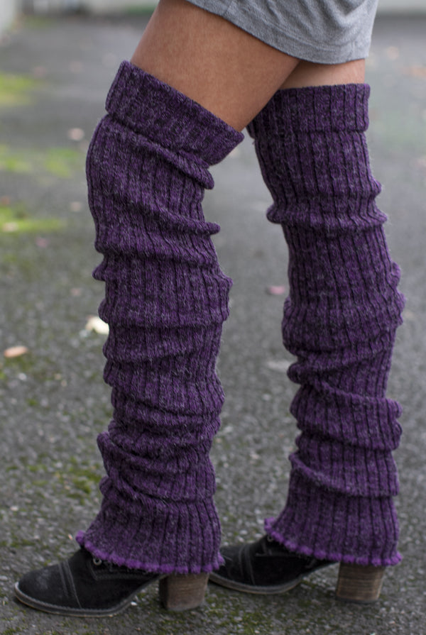 Super-Long Ribbed Leg Warmers - Violet