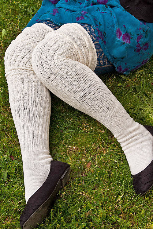M45 Ribbed Thigh High with Roll Top - Sweet Cream