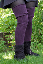 M45 Ribbed Thigh High with Roll Top - Plum