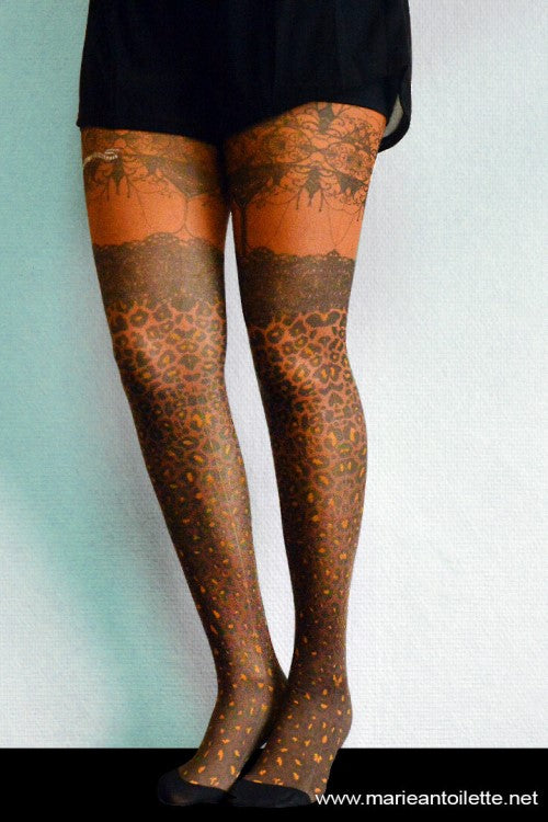Leopardo Printed Tights - Extra Small