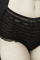 Micromesh Lace Ruffle Tanga Short - Black