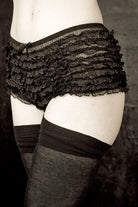 Micromesh Lace Ruffle Tanga Short - Black