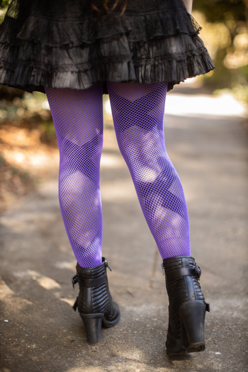 Fishnet Seamless Pantyhose - Purple