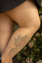 Plus Size Fishnet Seamless Pantyhose - Beige