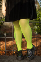 Plus Size Fishnet Seamless Pantyhose - Neon Green