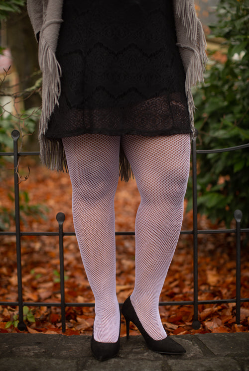 Plus Size Fishnet Seamless Pantyhose - Lavender