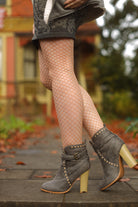 Mini Diamond Net Pantyhose - Beige