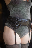 Wet Look and Lace Garter Belt