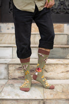 Forest Mushrooms Crew - Heather Green - Large