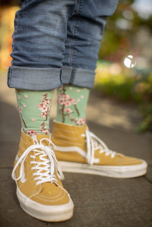 Cherry Blossom Crew - Cameo Green - Large