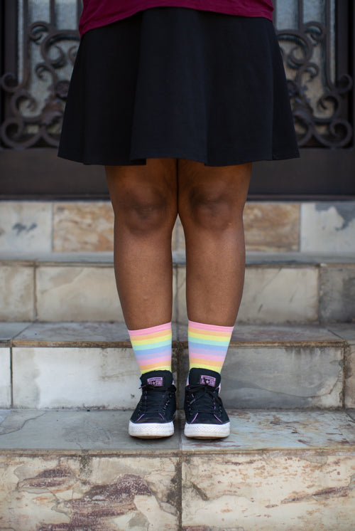 Pastel Rainbow Striped Crew