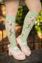 Cherry Blossom Knee High - Cameo Green