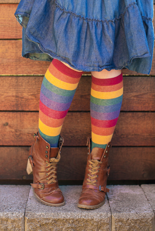 Heather Rainbow Striped Knee High