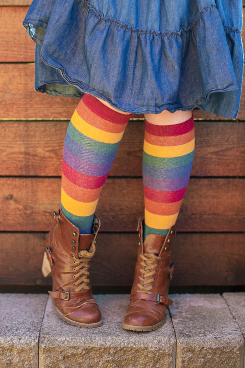 Heather Rainbow Striped Knee High